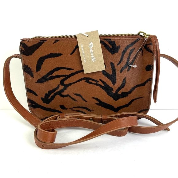 Madewell Handbags - Madewell Zebra Simple Crossbody Bag Brown Calf Hair Leather Handbag Purse New